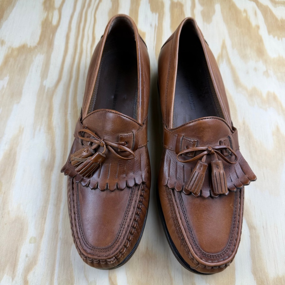 Johnston & Murphy Mens Brown Leather Kiltie Tassel Loafers 20 3370 Size 9M